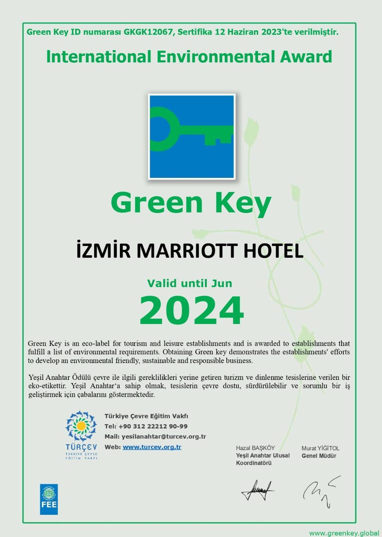 Izmir Marriott Hotel 외부 사진 Green Key label